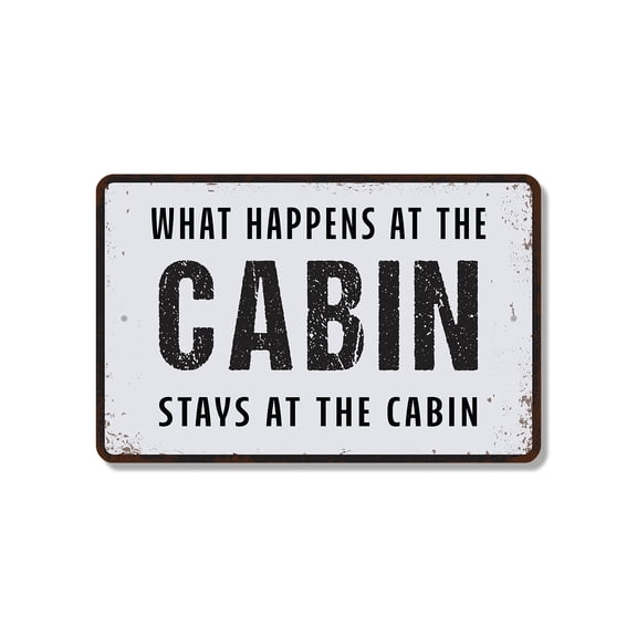 What Happens At The Cabin Stays At The Cabin (2 Pack) 8 Inch x 12 Inch Novelty Plastic Sign Weekend Rules Apply Weatherproof Perfect for Cabins Lake Houses Camps Fun Gift for Campers