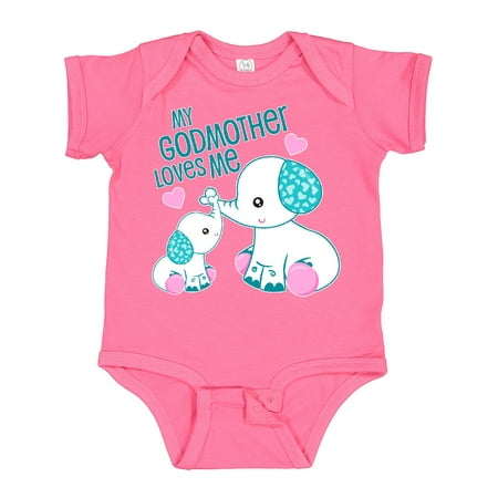 

Inktastic My Godmother Loves Me-cute Elephants Gift Baby Boy or Baby Girl Bodysuit