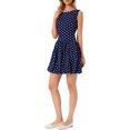 thumbnail image 4 of INSPIRE CHIC Polka Dot Dress for Women's Summer Sleeveless Crew Neck Mini Dress Trendy XS Dark Blue, 4 of 5