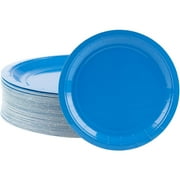 Disposable Plates - 80-Count Paper Plates, Party Supplies for Appetizer, Lunch, Dinner, and Dessert, Blue, 9 x 9 inches
