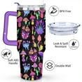 thumbnail image 3 of 40oz Hallucinogenic Trippy Fantastic Mushrooms Stainless Steel Flip Straw Tumbler Spill Proof Travel Cup Double Wall Vacuum Insulated Coffee Mug with Top Handle, 3 of 6
