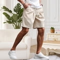 thumbnail image 4 of Yievot Mens Summer Beach Shorts 7 Inch Inseam Solid Casual Elastic Waist Drawstring Shorts with Pockets, 4 of 9