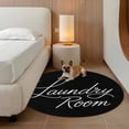 thumbnail image 3 of Area Rug 36in, Laundry Room Words Floor Carpet Living Room Rug, Black Background Non-Slip Welcome Mat Indoor Rugs for Bedroom Dining Room, 3 of 9