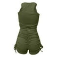 thumbnail image 5 of MSJUHEG Overall Shorts for Women,Short Jumpsuits for Women,Overalls for Women Shorts,Shorts Romper,Two Outfits For Ribbed Tank Crop Top Drawstring Ruched Shorts Set,Lounge Jumpsuit Army Green L, 5 of 6