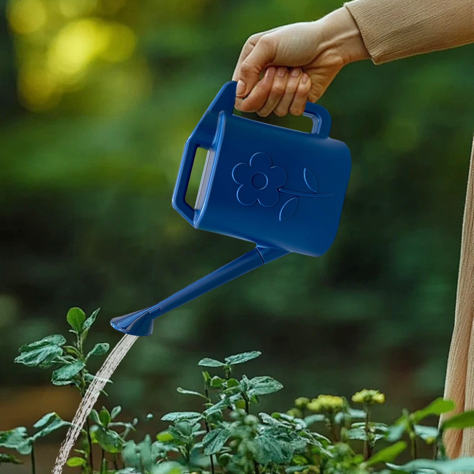 Junepar Extra Large Watering Can for Indoor & Outdoor Watering Can with Long Spout Shower Head 2 Gallon Water Can for Garden Flowers Vegetable Greenhouse Blue