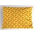 thumbnail image 1 of Dogs Pillow Sham, Warm Colored Silhouettes of Animals on Yellow Shade with Smudged Color Spots, Decorative Standard Queen Size Printed Pillowcase, 30 X 20 Inches, Yellow Vermilion, by Ambesonne, 1 of 2