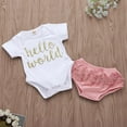 thumbnail image 3 of Newborn Baby Girls Clothes Hello World Romper +Tutu Short Pants +Headband Outfit Set 0-3 Months, 3 of 8