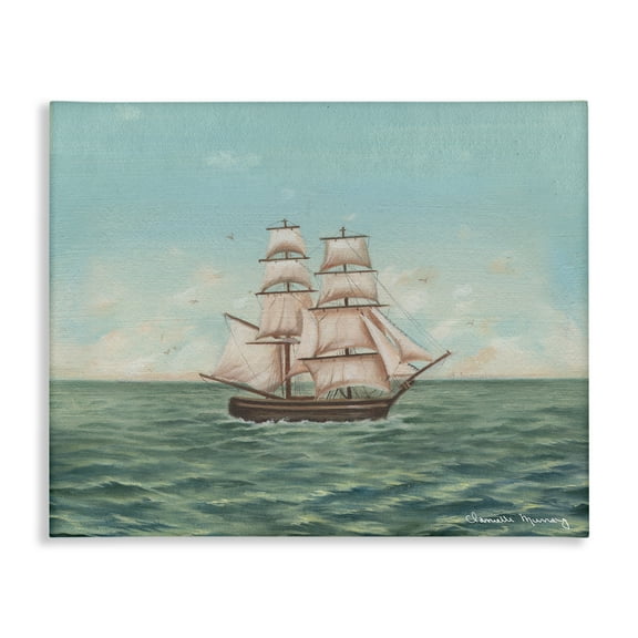 Stupell Industries Classic Voyage Ship Transportation Painting Wrapped Canvas Canvas Art Print Wall Art, 20 x 16