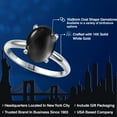 thumbnail image 2 of Gem Stone King 14K White Gold Black Onyx Engagement Ring for Women | 2.60 Cttw | Oval Cabochon 10X8MM | Gemstone December Birthstone | Size 6, 2 of 6