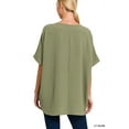 thumbnail image 2 of Zenana Women's V Neck Woven Airflow Dolman Short Sleeve Hi-Low Blouse Top, 2 of 4