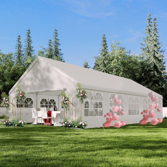 Event Tent – Heavy Duty Outdoor – Waterproof White Canopy – Removable Sidewalls & Windows – Party Gazebo – Backyard, Patio, Wedding, BBQ & Commercial