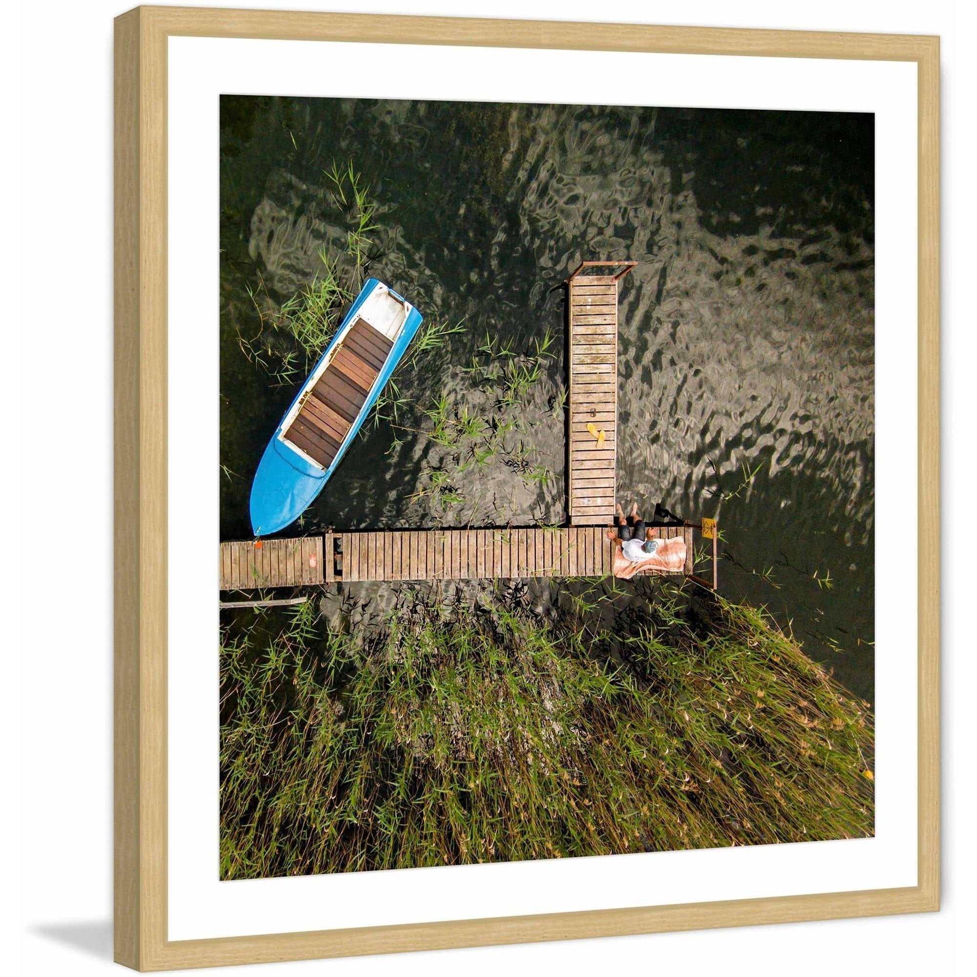 Marmont Hill "Blue Boat" Framed Art Print, 12.0" x 1.5"