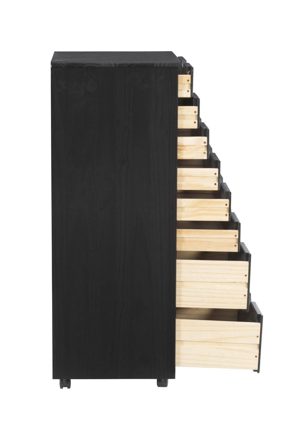 Chariot de rangement roulant Craydon à huit tiroirs, noir