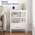 thumbnail image 2 of CONCETTA Set of 2 Small Night Stand with Charging Station, 1 Fabric Drawer, USB Ports and Outlets, Open Storage Shelf Bedside End Table for Bedroom, White, 2 of 10