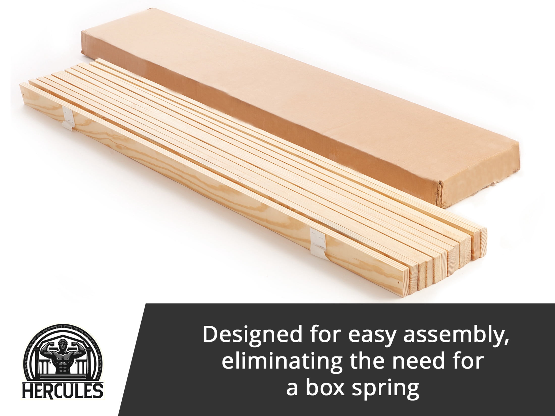 Hercules Xtreme Heavy-Duty Solid Bed Wood Slats | Durable Bed Slats for Mattress Support | Sturdy Bed Support Slats | Bunkie Board Replacement, Easy Assembly, & No Box Spring Needed | Euro Twin