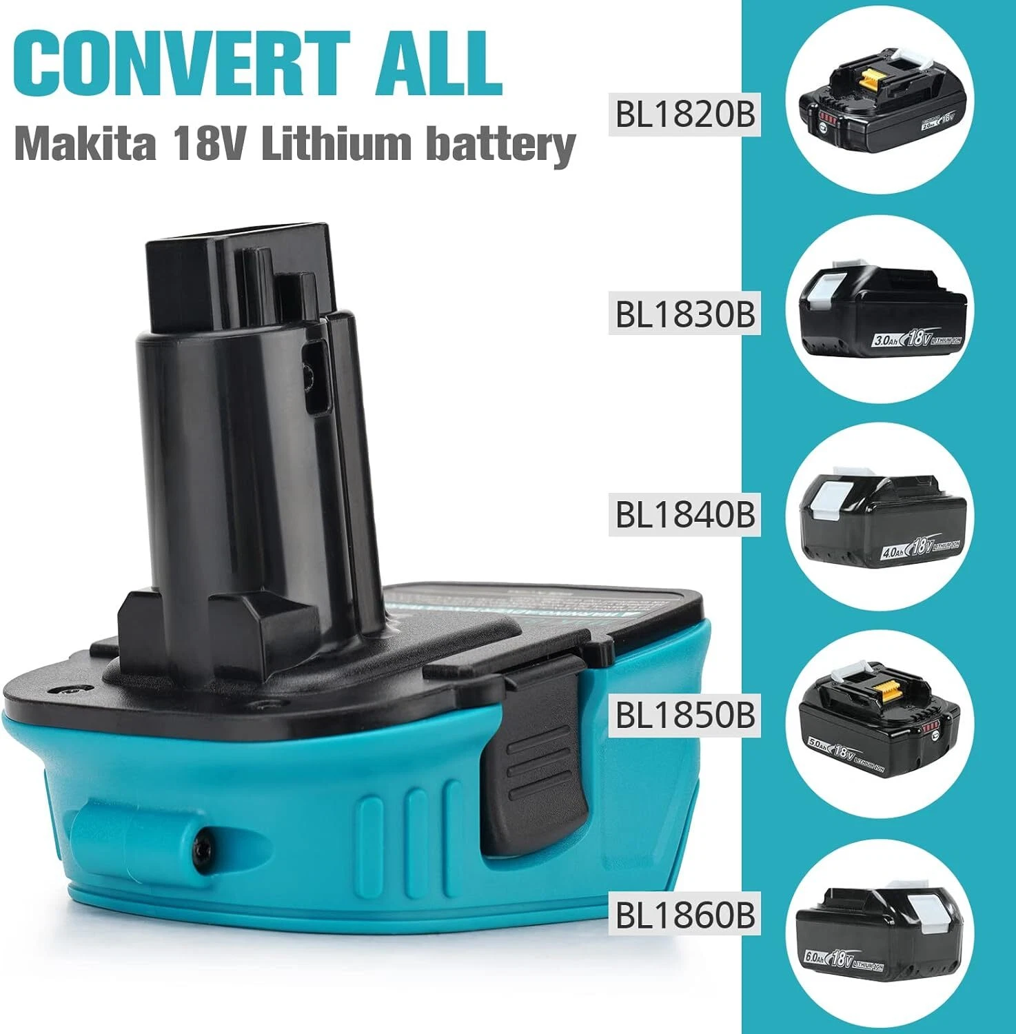 Battery Adapter for Makita 18V Li-Ion Battery Convert To for Dewalt Ni-Cd Ni-Mh