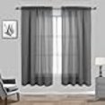 thumbnail image 3 of charcoal grey Linen Look Sheer curtains 63 Inch Length for Kitchen 2 Pack Rod Pocket Breathable Airy gray curtains for Bathroom Window Laundry canopy Sitting Room Reading 52x63 Inches Long Dark grey, 3 of 4