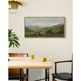 thumbnail image 4 of Drsoum Vintage Wall Art Mountain Range Valley River Landscape Painting Retro Meadow Scenery Farmhouse Kitchen Living Room Decor 8x16in Natural Framed, 4 of 6