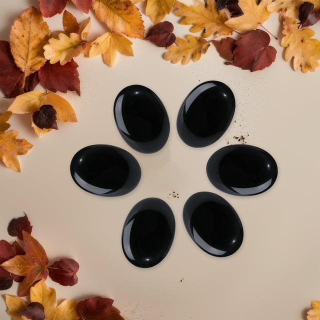 tredstone 2x Black Non-toxic Stone Palm Stone For Meditation With High-end Texture Obsidian Palm Stone