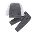 thumbnail image 4 of Odeerbi 6M-10Y Kids Boys Striped Cotton Gentleman Formal Dress Suit Children Long Sleeves Bow Dress Shirt Suit Pants Waistcoat Three Piece Set Kids Boys Clothes, 4 of 5