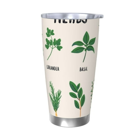 

KLL Herbs Print 40oz Stainless Steel Insulated Car Cup with Spillproof Lid - Keep Your Drink Hot or Cold on the Go-Without Straw