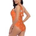 thumbnail image 4 of Uemuo Orange lightning Print Women's One Piece Swimsuit Asymmetrical Neck Bathing Suit One Shoulder Side Cutout Ruffle Swimwear-Medium, 4 of 6