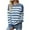 Blue, variant on Sweater Clearance Women's O-Neck Knitted Contrast Striped Pullover Fashion Casual Long Sleeve Sweater Top