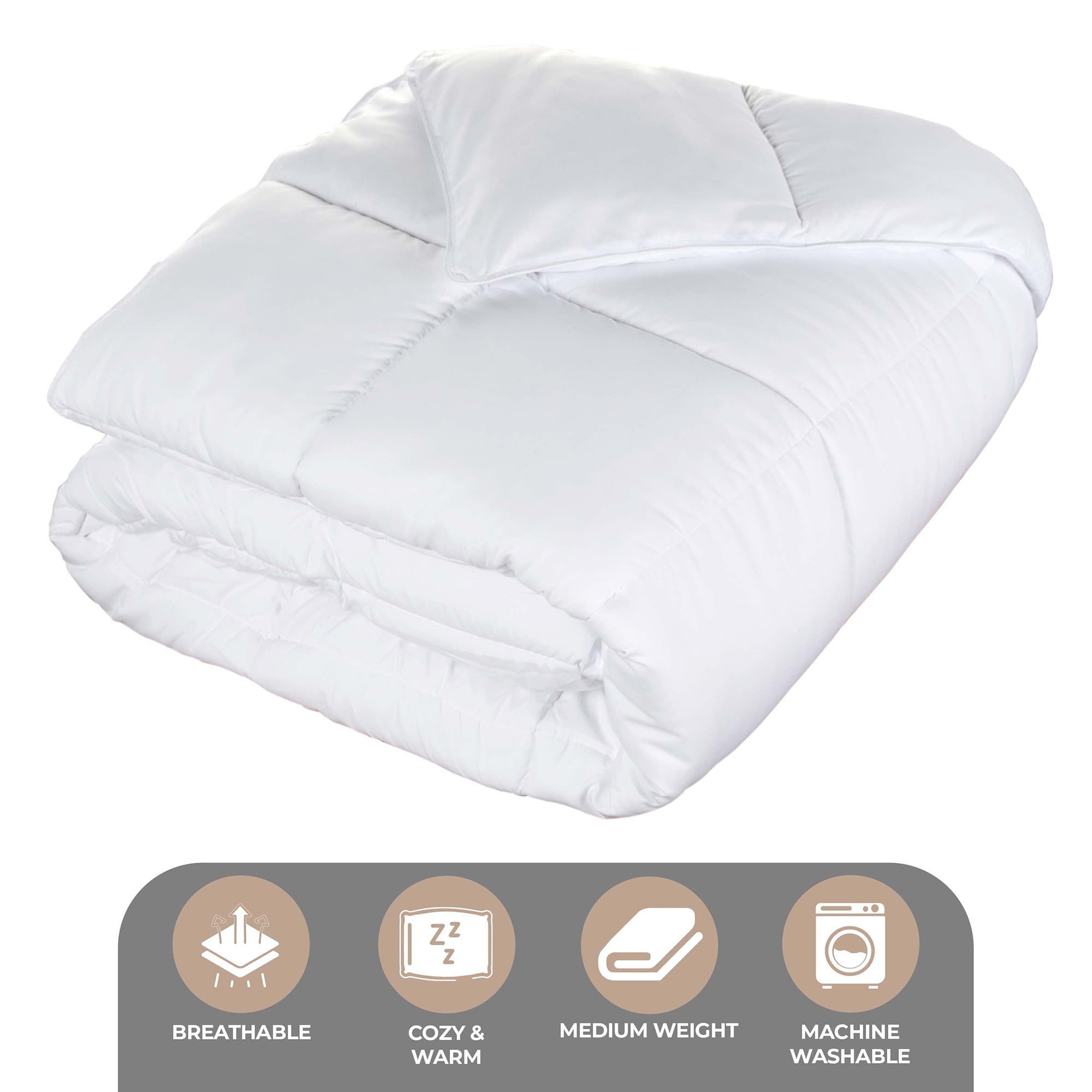 Superior Solid Comforter Down Alternative Bedding, Twin/Twin XL, White