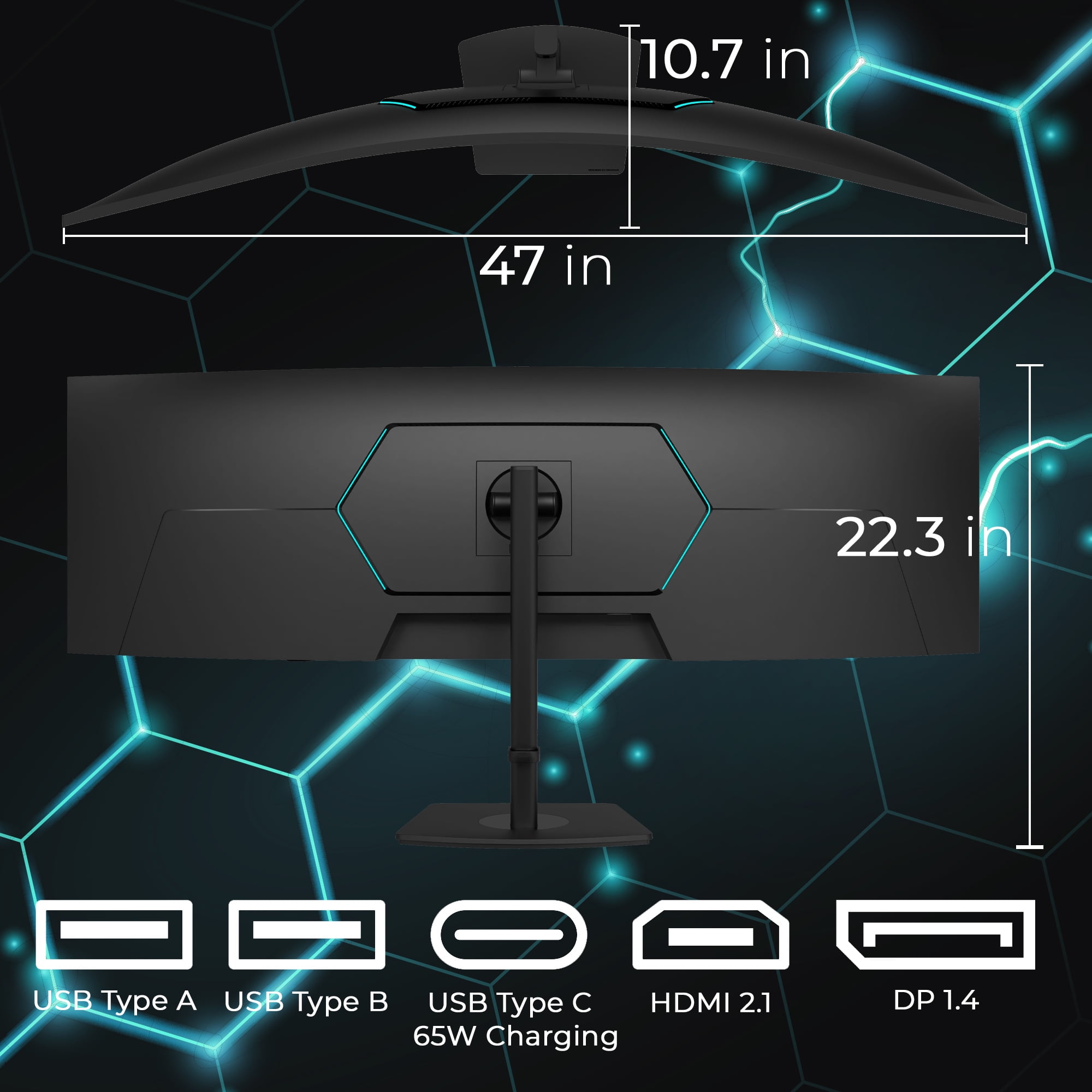 Deco Gear 49” DQHD Curved Ultrawide Gaming Monitor 165Hz USB-C KVM