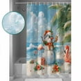 thumbnail image 3 of Extra Long Shower Curtain 72x96 Inch, Blue Coastal Christmas Shower Curtain Waterproof Bathroom Decor Xmas Snowman Flamingo Fabric Bath Curtain Set Accessories with Hooks, 3 of 6