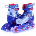 thumbnail image 1 of Babyjoy Kids Inline Skates for Boys Girls, 4-Size Adjustable Illuminating Roller Skates Blue, 1 of 10