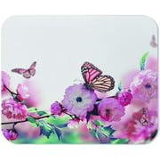 Yeuss Petal Mouse Pad Rectangular Non-Slip Mousepad, Pink Flower of an Oriental Cherry and Butterfly Gaming Mouse Pads,