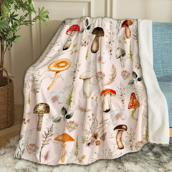 Mushroom Blanket Gifts Plush Fuzzy Cozy Soft Lightweight Blankets for Couch Air-Conditioning Quilts Decor Blanket for Chirstmas Birthday 60"x50" for Teens