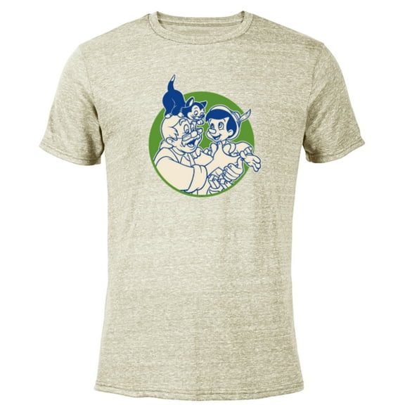 Disney Pinocchio Geppetto and Figaro - Short Sleeve Blended T-Shirt for Adults - Customized-Yellow