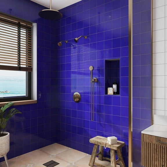 Terralis 0.6 x 12 in. Glossy Royal Blue Porcelain Bullnose Trim Wall and Floor Tile (0.5 sq ft/case) - 10 Pack