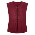 thumbnail image 2 of Wyobmus Mens Lace-Up Tank Tops Retro Sleeveless V Neck Tank Shirt Steampunk Tunic Waistcoat S-2X Red, 2 of 4
