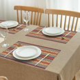 thumbnail image 3 of Red and Yellow Geometric Striped Pattern Summer Placemats Table Placemats Set Of 4-Linen Kitchen Washable Placemats Table Mats 11.8"x17.7" Non-Slip Heat Resistant, 3 of 6
