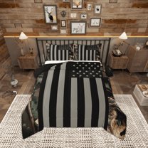 Manfei Modern Geometric Geometric Bedding Comforter Set,American Flags Twin Comforter Sets,Green Camouflage Bedding Set For Teens,Luxury Bedroom Decor Reversible,2pcs