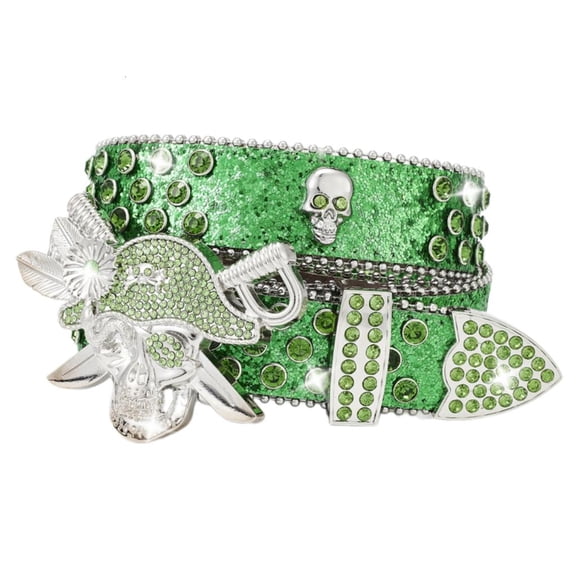 Yammee Teens Cool Hiphop Belt for Jeans Pants Women Men Punk Crystal Skull Buckle Belt