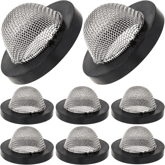 ICERUN 8Pcs Hose Filter Washers, Stainless Steel Garden Hose Filters, 60 Mesh Inlet Hose Screen Gasket, Fits for 1/2" Garden Hose Connector & Water Faucet, Toilet Water Pipe, Shower Heads (Black)