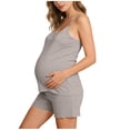 thumbnail image 2 of Tqyyweavej Maternity Nursing Pajamas Set Oversize Breastfeeding Postpartum Spaghetti Strap Tops and Scalloped Solid Color Shorts with Built-in Bra Pads, 2 of 8