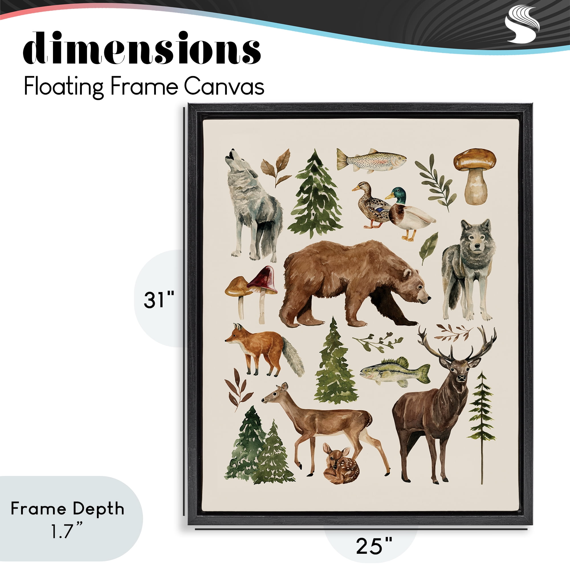 Stupell Industries The Wild Wood Animals Black Framed Floater Canvas Wall Art, design by Bethany Sandoval