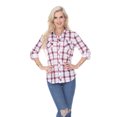 thumbnail image 1 of White Mark Chemise Classique à Carreaux Manches 3/4 pour Femmes, 1 of 5