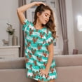 thumbnail image 3 of Fotbe Lobsters Of Turquoise Waves Bata de Dormir para Mujer con Estampado, Camisón de Algodón de Manga Corta, Ropa de Dormir Casual, 3 of 6