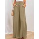 thumbnail image 4 of Pantalones Casuales de Cintura Alta para Mujer, de Color Liso, Largos y Anchos, con Bolsillos, para y Otoño. Cian L, 4 of 6