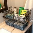 thumbnail image 6 of Set of 2 Storage Bins - Basket Set for Toy, Kitchen, Closet, and Bathroom Storage - Medium Shelf Organizers with Handles by Home-Complete (Black), 6 of 7