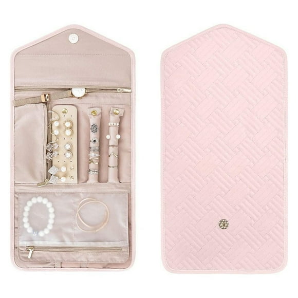 mmirethe Bagsmart Jewelry Organizer Soft To Touch Quilted Cotton Stitch Pattern Soft To Touch - Eco-friendly cyan trumpet