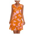 thumbnail image 1 of Vestido de volantes de encaje estampado con cuello en V sin mangas para mujer OAVQHLG3B Store  lin121212, 1 of 5