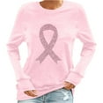 thumbnail image 2 of Craaazy Shirts for Women Breast Cancer Awareness Tops for Women Long Sleeve Crewneck Pink Ribbon Print Shirts Gifts For Women, 2 of 4