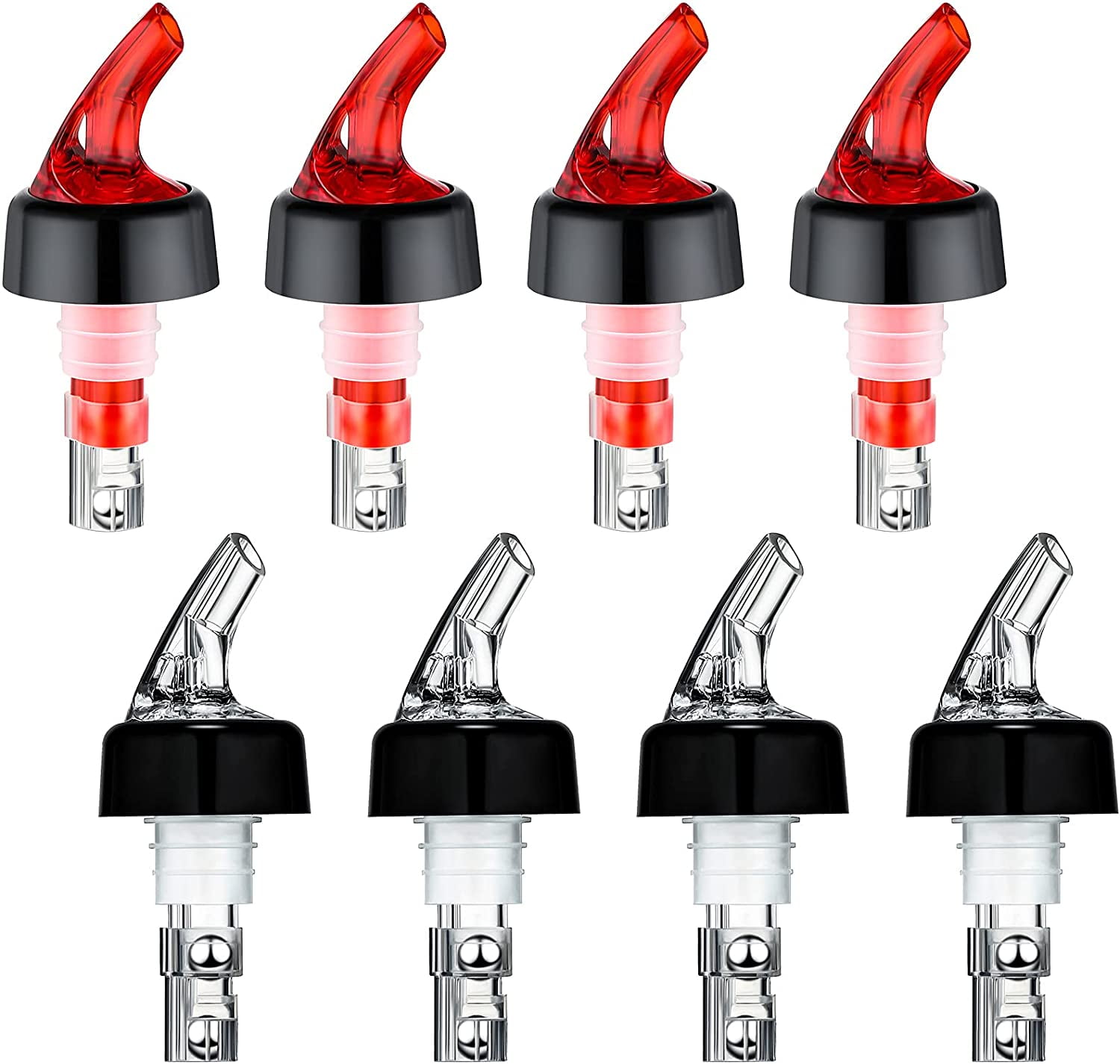 10 Caps Automatic Measured Bottle Pourer Clear Spout with White Tail 1oz/30 ml 